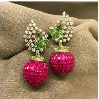 Leaf Pattern 9KT Swarovski Ladies Earring