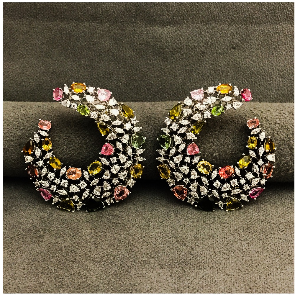 9kt Gold Multi Color Swarovski Ladies  Bali
