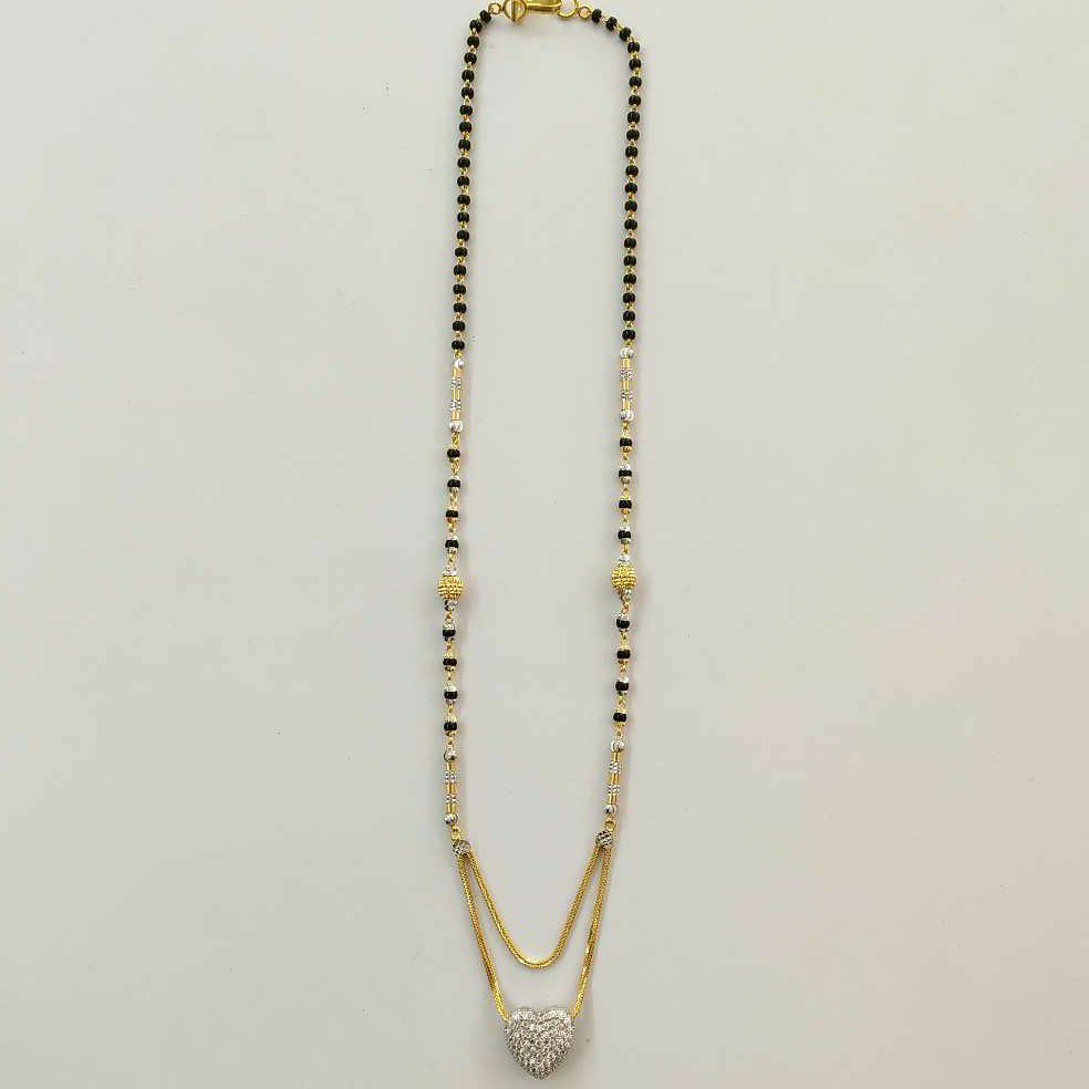 22k Gold Cz Heart Single Line Fancy Mangalsutra DVJ-021