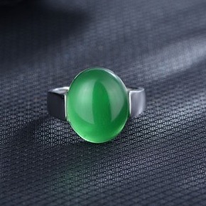 Modern Silver Ring With Green Stone