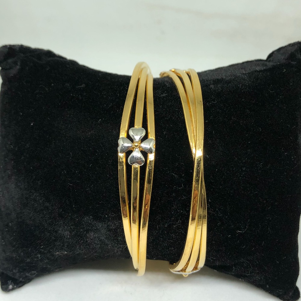 22Kt Gold Flower Design Kadli Bangle VN-B10