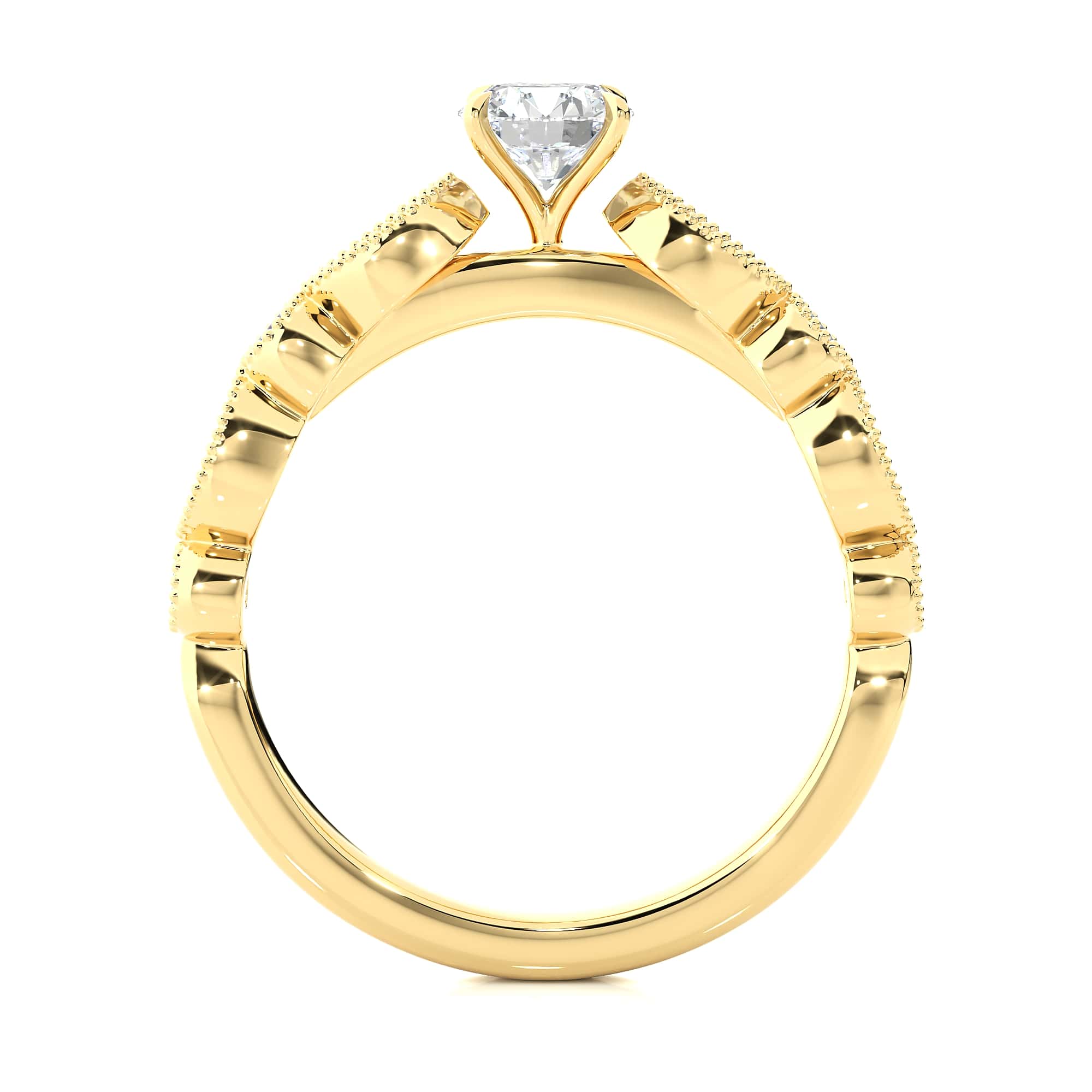 Uniquely Design Solitaire Ring YG