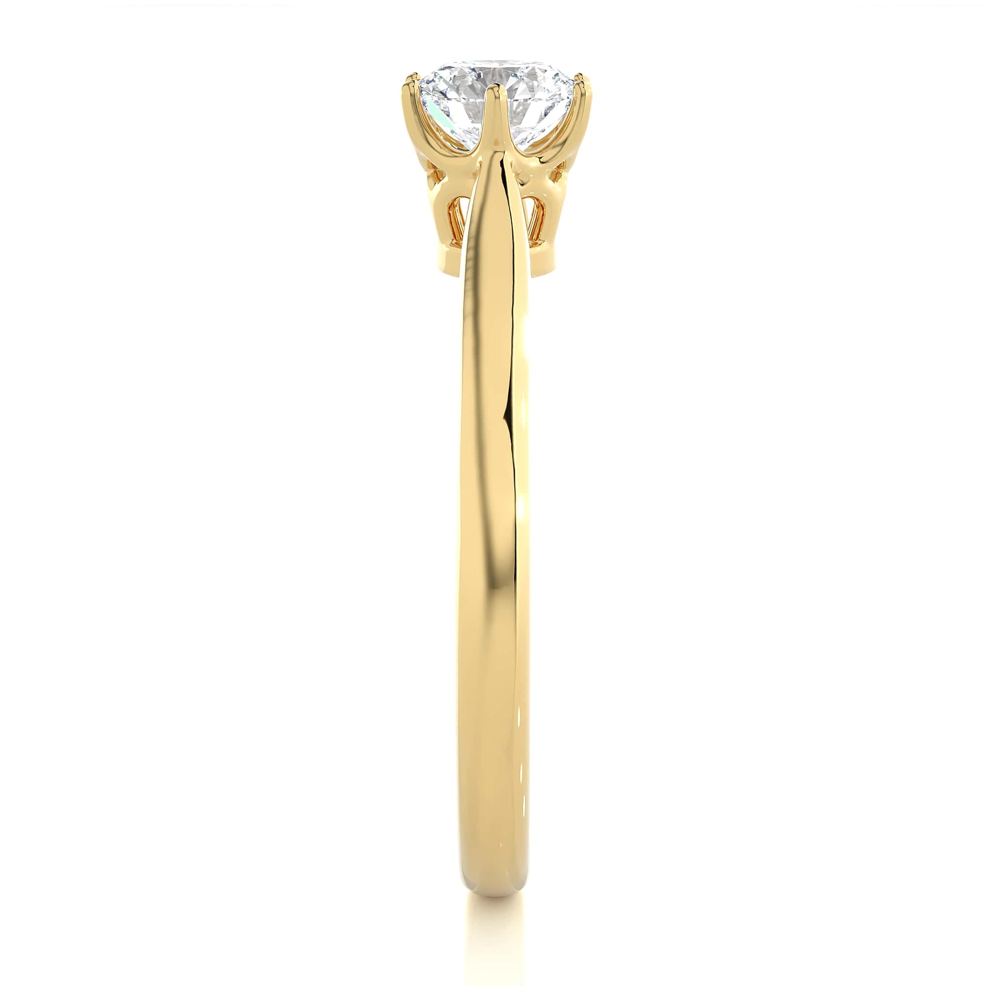 Solitaire Ring with Round Shaped Diamond YG