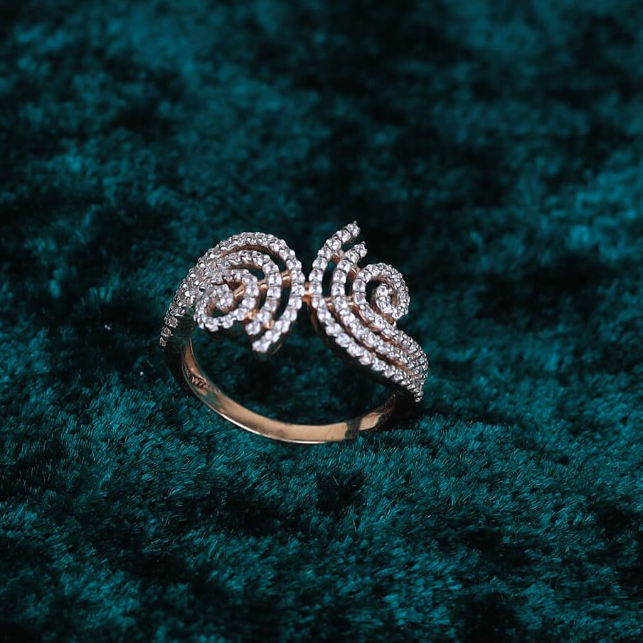 18K Unique Shape Cz ladies ring