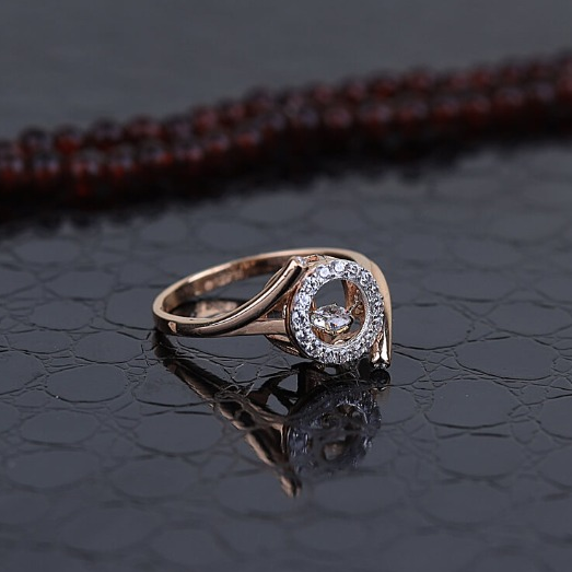 18k Gold Round  Cz ladies ring
