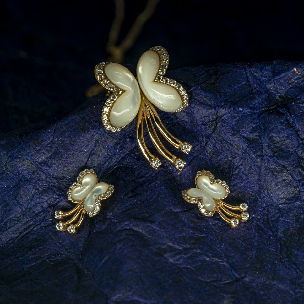 Mop Rose gold pendant set