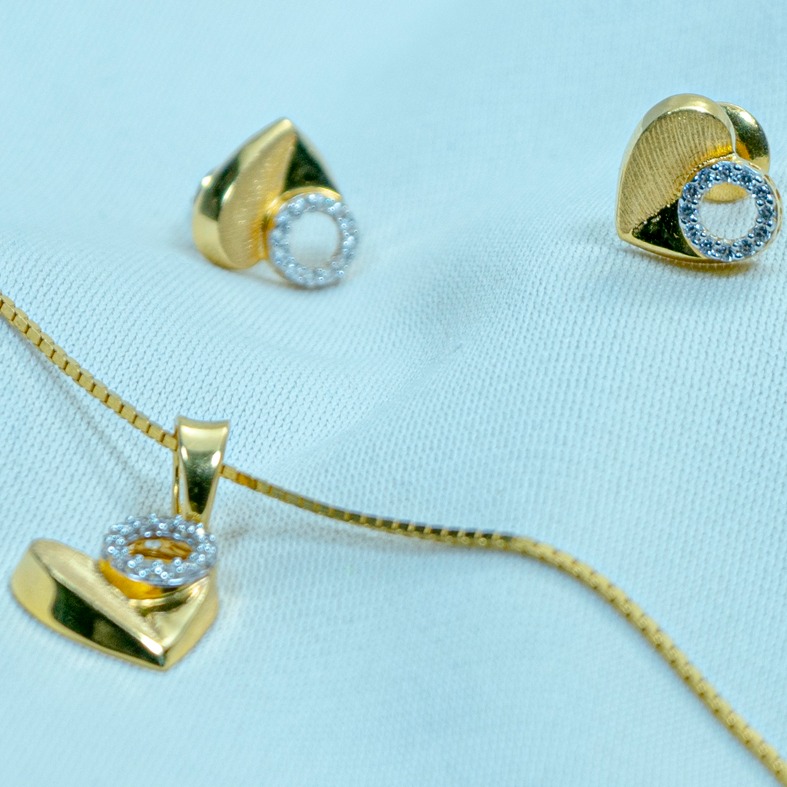 Gold heart design Pendat Chain set ps1-212