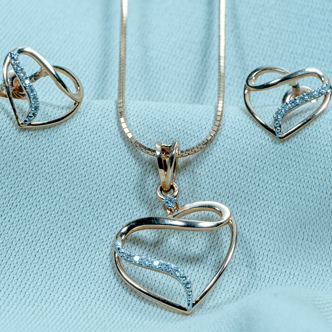 916  Gold Heart Pendant Set MF-139