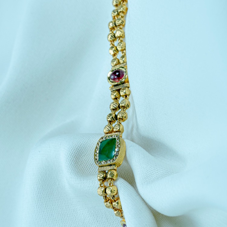 916 Gold Green Stone Antique Bracelet lB-581
