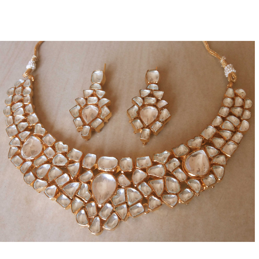 Gold Plated 925  Silver Kundan Bridal Necklace Set