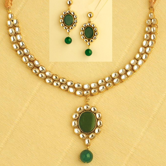 22k Gold Plated traditional Kundan Necklace with Earrings