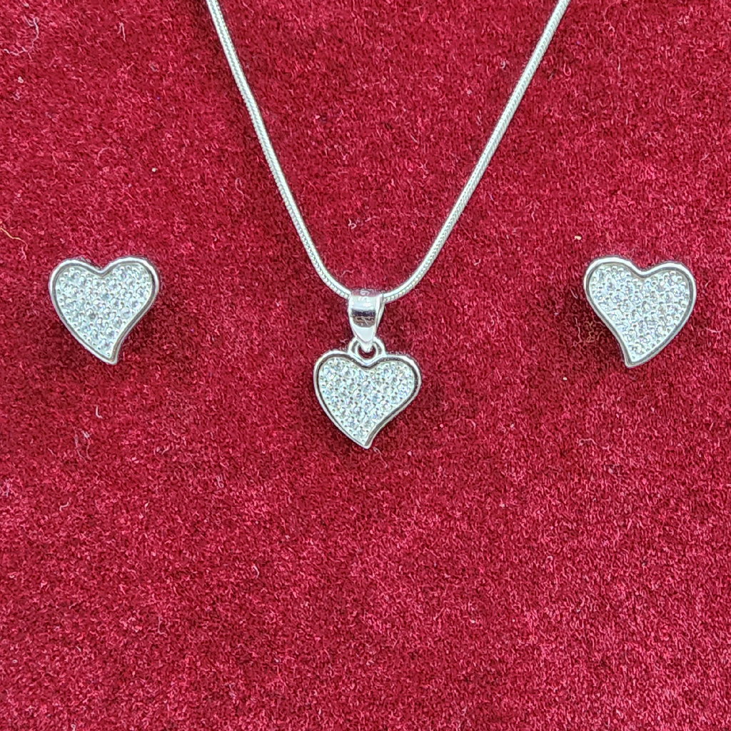 925 Sterling Silver Mango Shape Chain Pendant Set