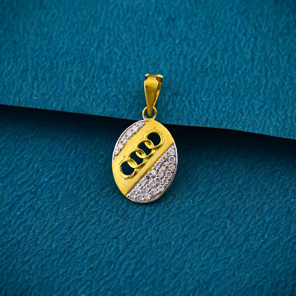 22K Audi Logo Design Premium Diamond Gold Pendant