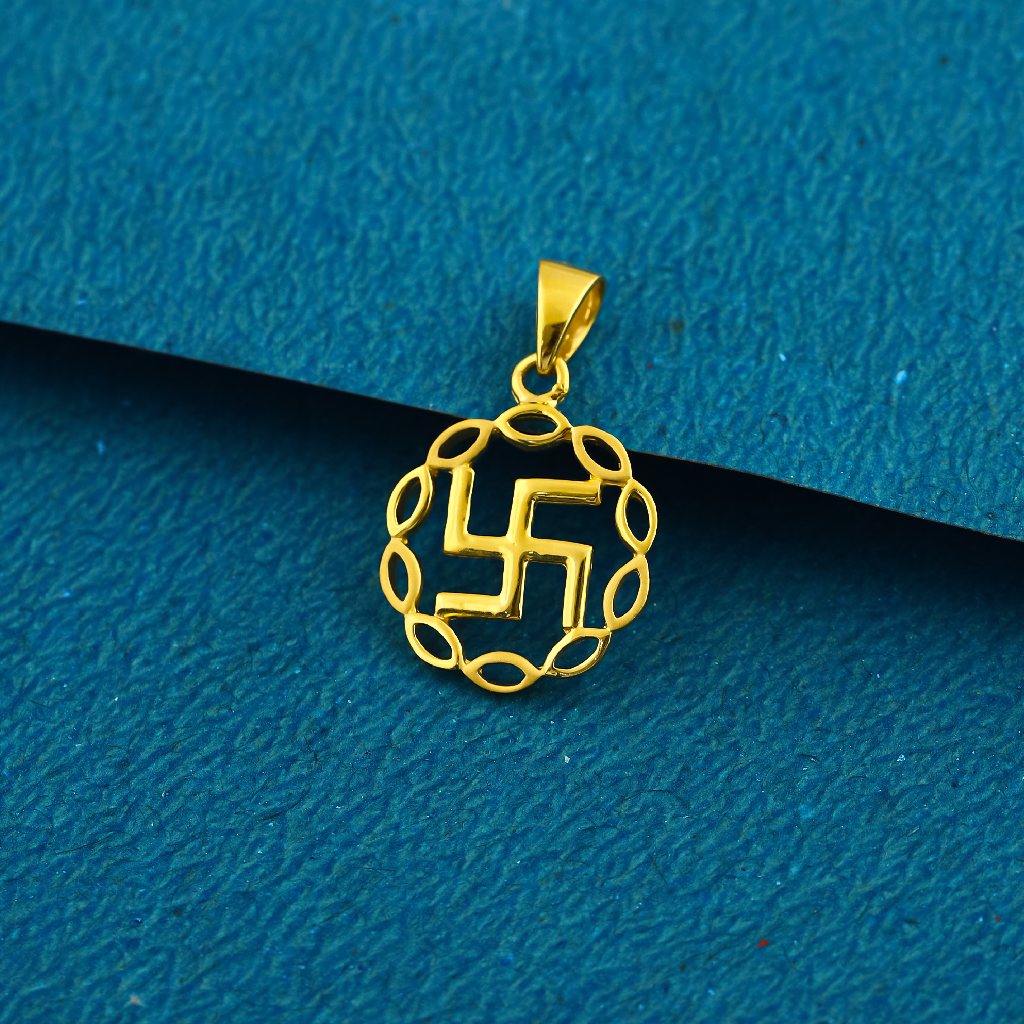 22K 916 Swastik Design Matte Finish Work Fancy Gold Pendant