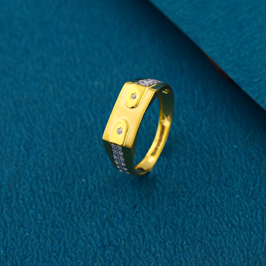 22K 916 Regular Wearing CZ Diamond Gold Ring For Mens