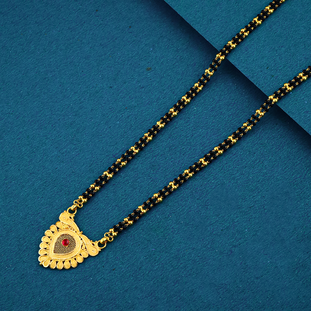 22K 916 Red Stone Pendant With Exclusive Ser Mangalsutra