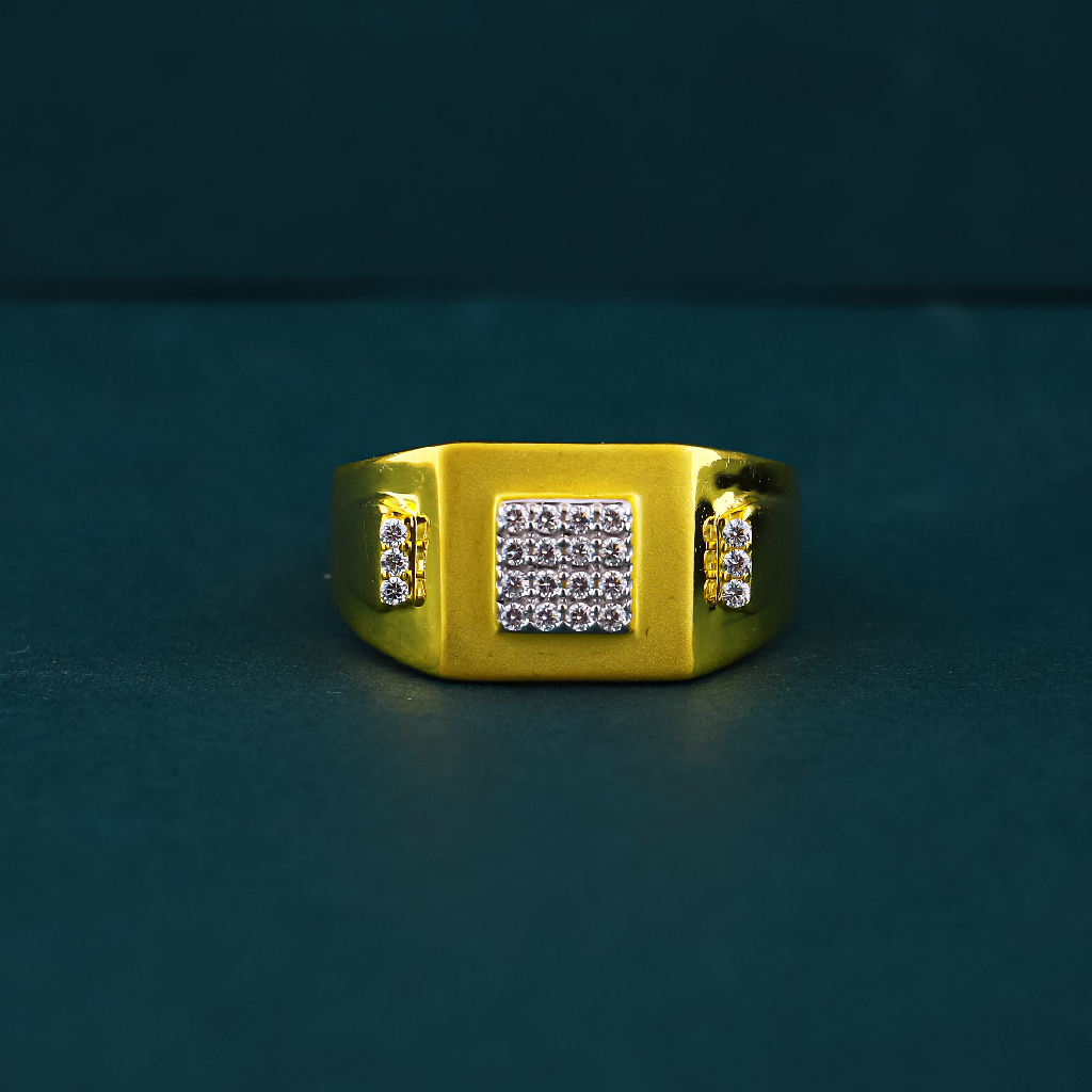 22k Yellow Gold Diamond Gold Ring For Mens