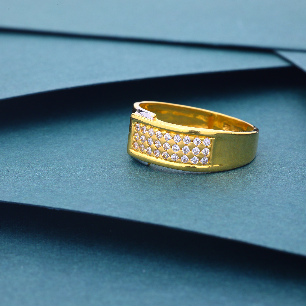 22K 916 CZ Diamond Fancy Gold Ring For Mens