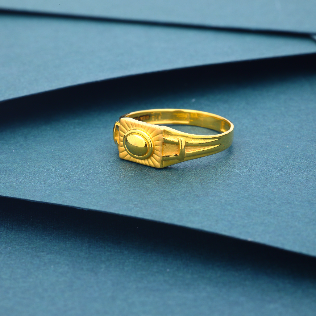 22K 916 Matt Finish Work Gold Ring For Men's