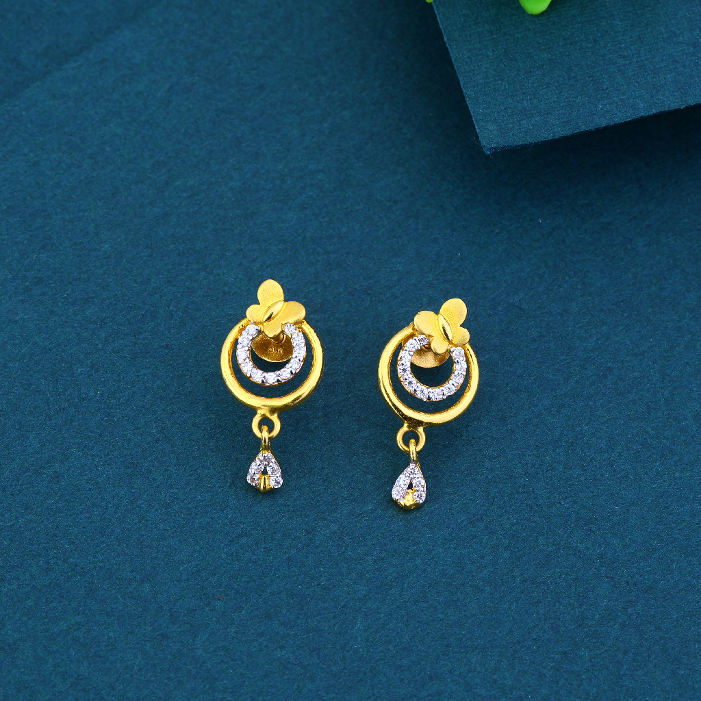 916 Gold Fancy Butterfly Design Earring