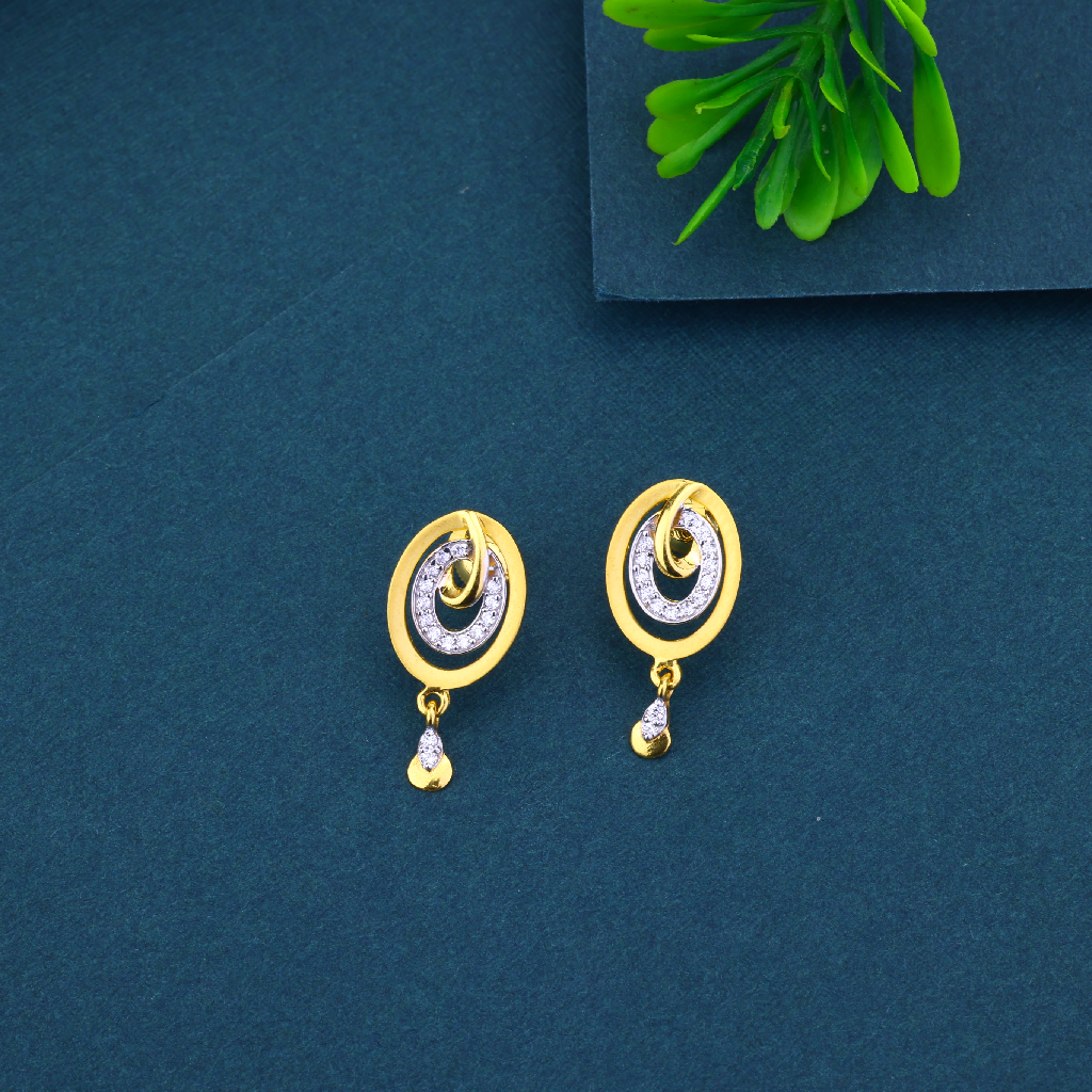 22K Gold Fancy Round Shape Earrings