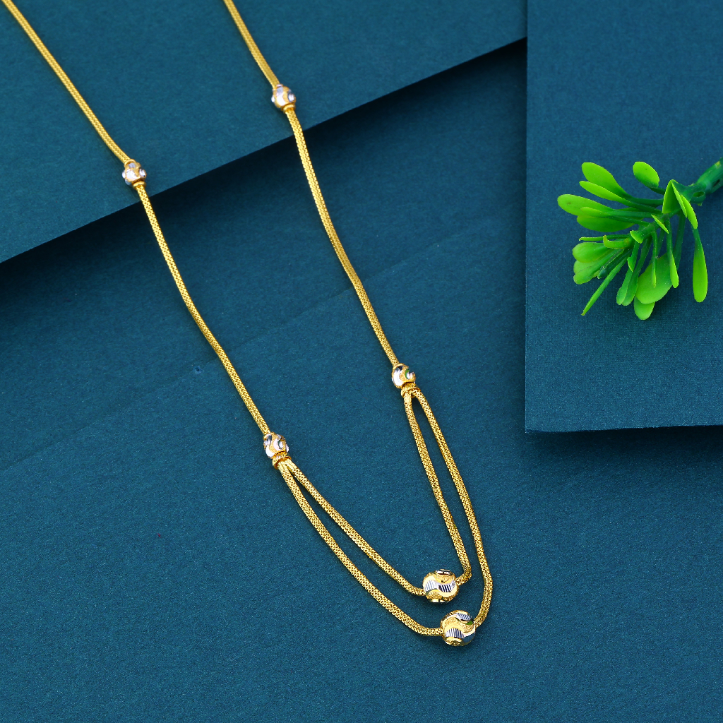 22k gold two ball lining ladies necklace