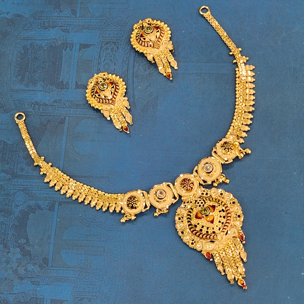 1.gram gold forming Stunning  jewellery necklace set