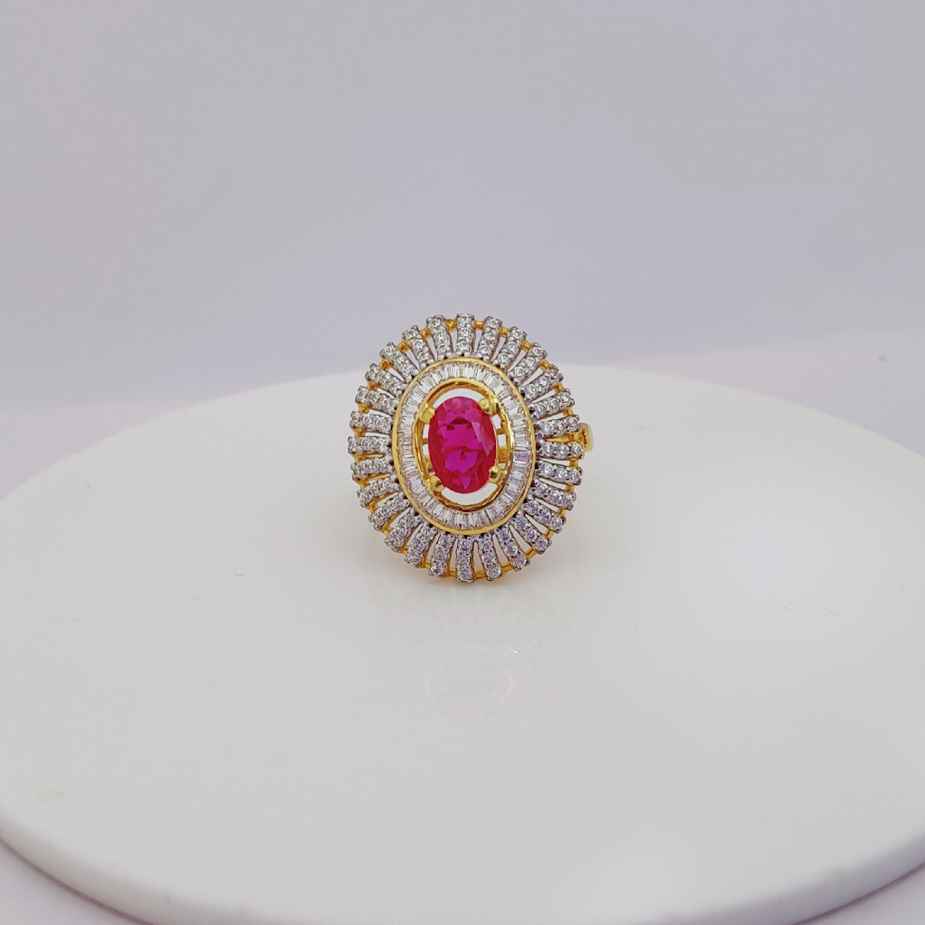 22k Gold Exclusive Red Stone Sitting Ring