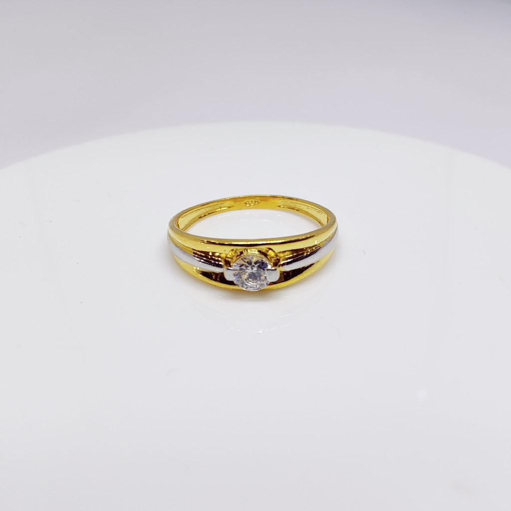 22k gold single white stone ladies ring