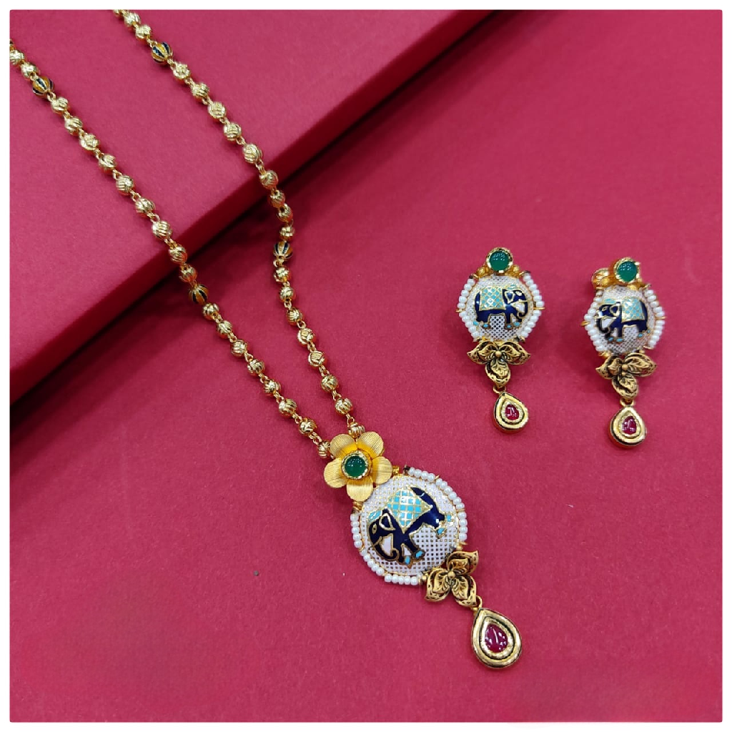 916 Gold Antique Jadtar Minakari Gajraj Dokiya