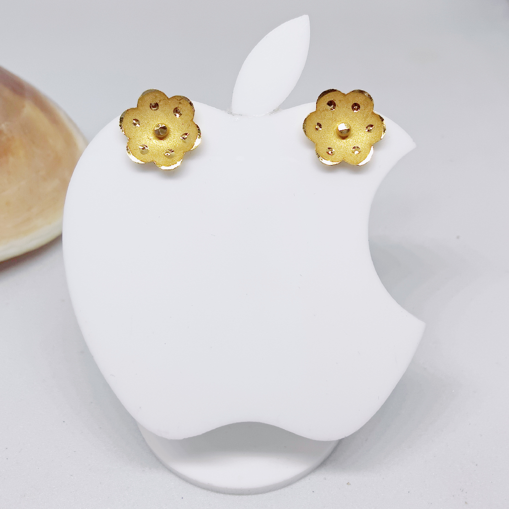 22k gold plain flower design earring
