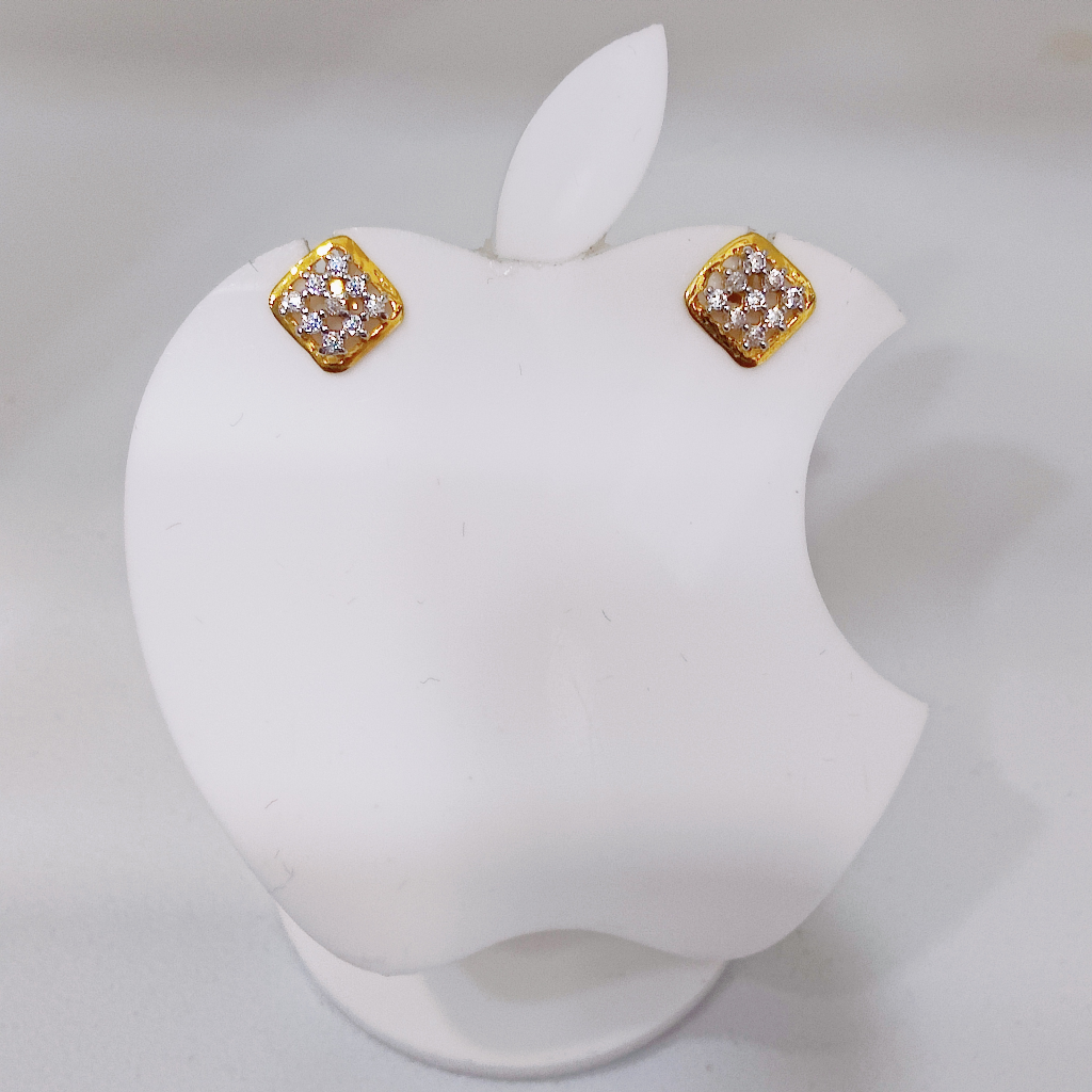 18k gold exclusive square stone shape ladies earring
