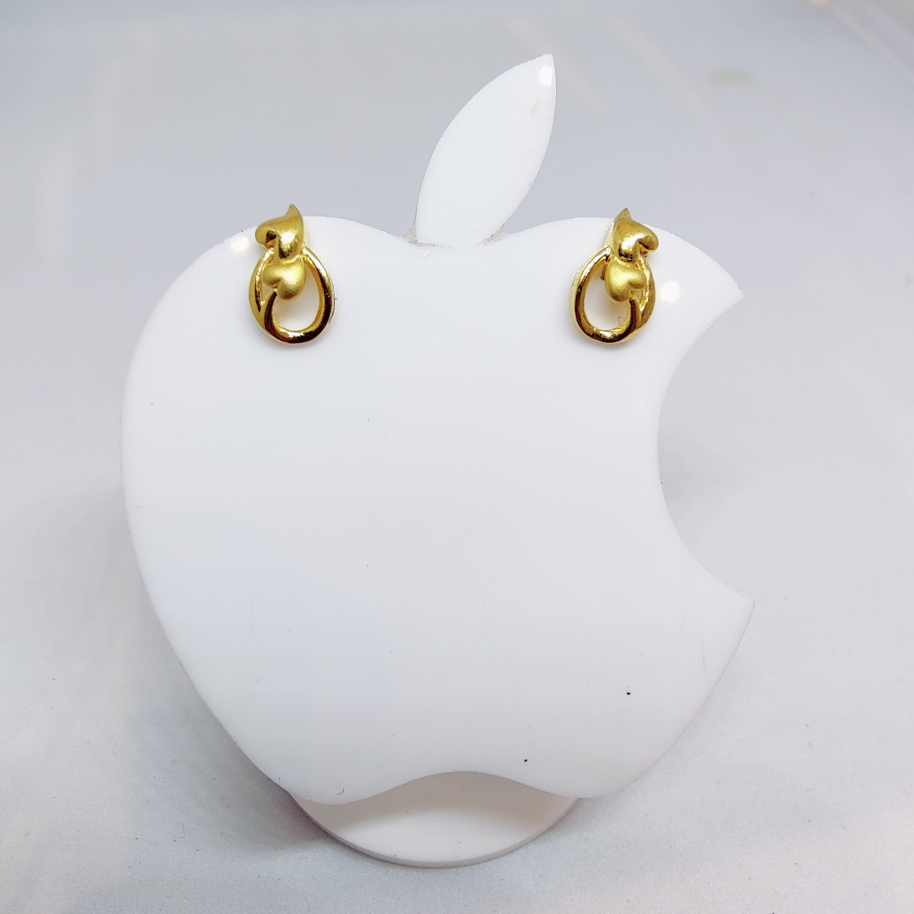 22k gold plain leaf design ladies earring