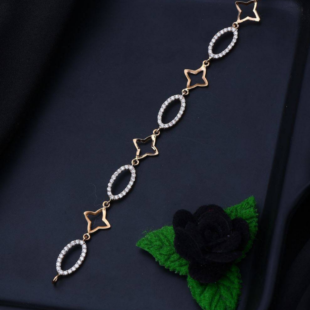 18k rose gold oval and square shape ladies bracelet