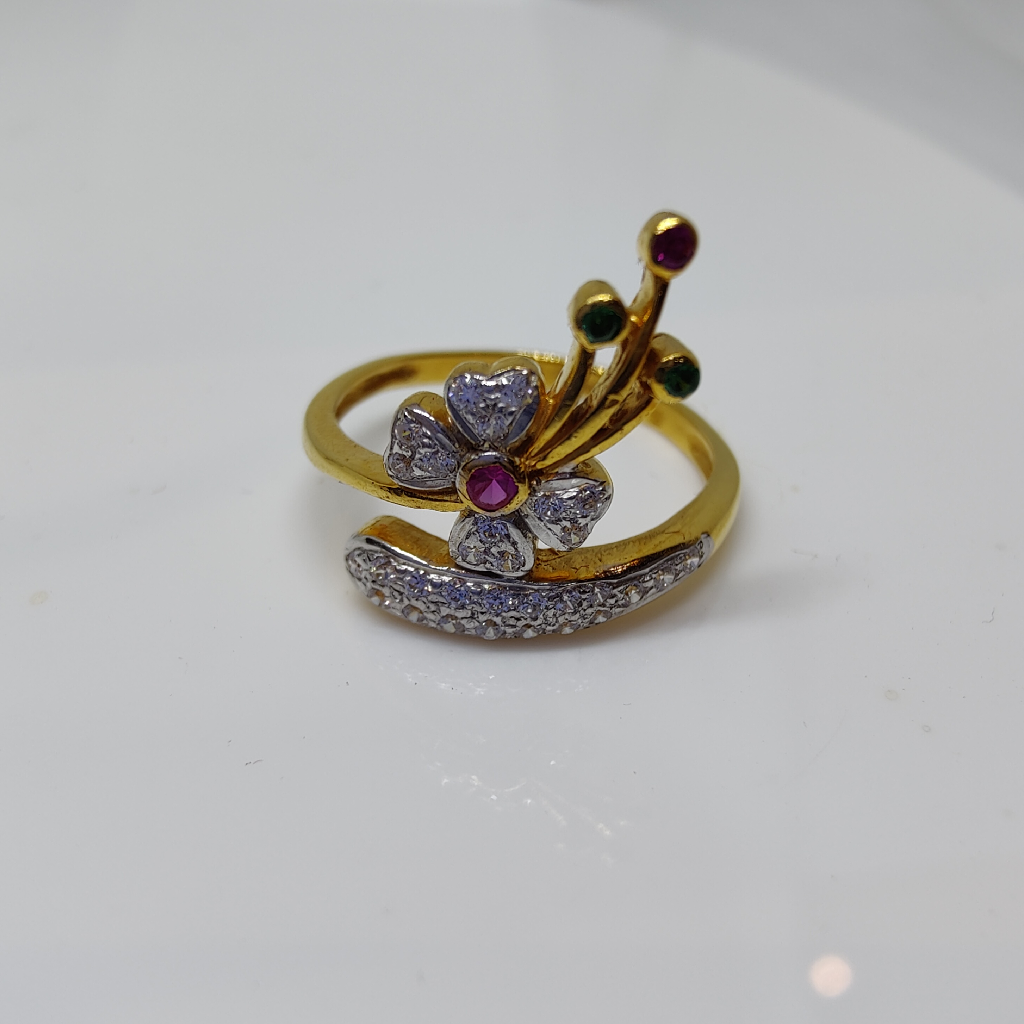 22k gold flower design ladies ring