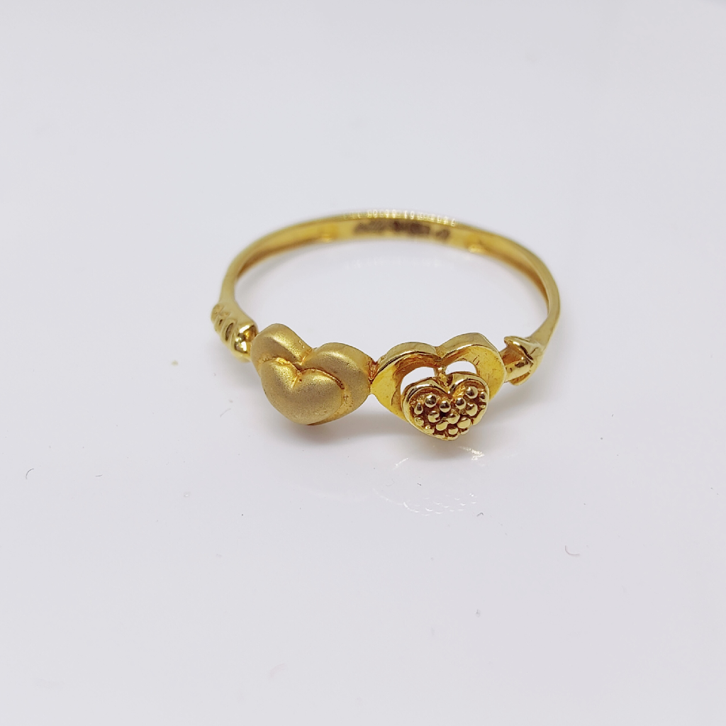 22k gold plain two heart shape ladies ring