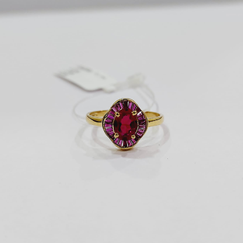 22k gold beautiful pink color stone ladies ring