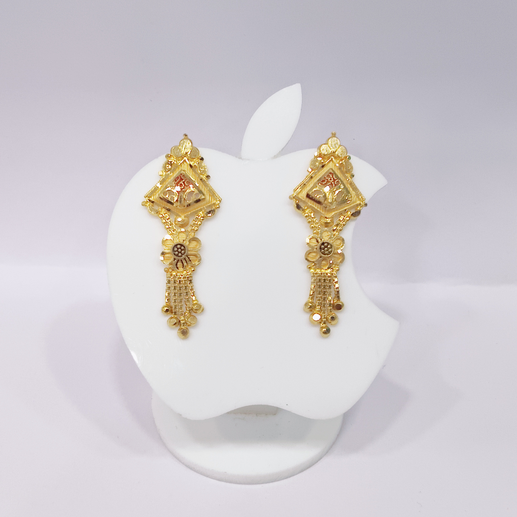 22k Gold Flower Hanging Design Earring