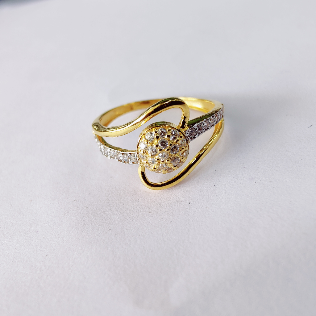 22k Gold Fancy Diamond Ladies Cross Ring