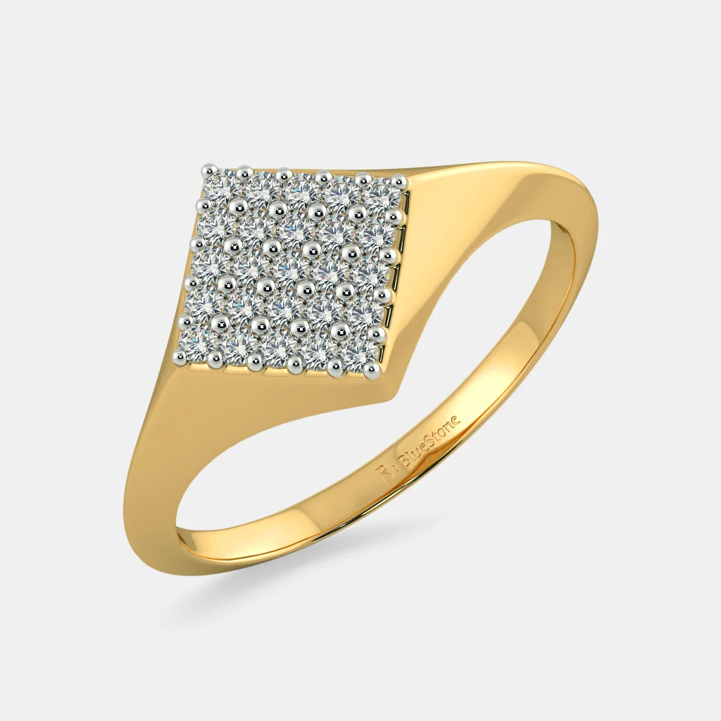 22k Gold gents square diamond ring