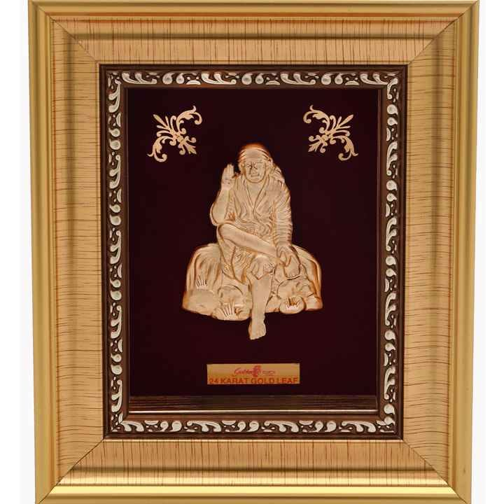 24k gold leaf sai baba frame