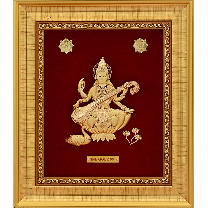 999 gold leaf saraswatiji frame