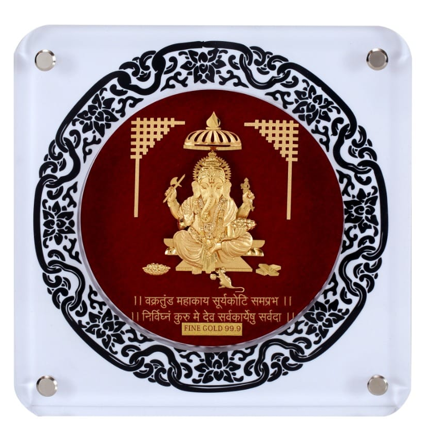 24k gold leaf ganeshji  gifteble frame