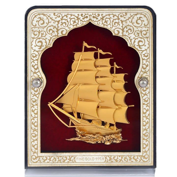 24k gold leaf ship stand frame
