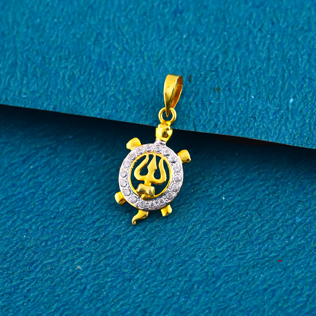 18k gold tortoise with trishul exclusive  pendant