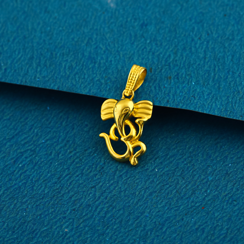 22k  gold om with ganpati bappa exclusive pendant