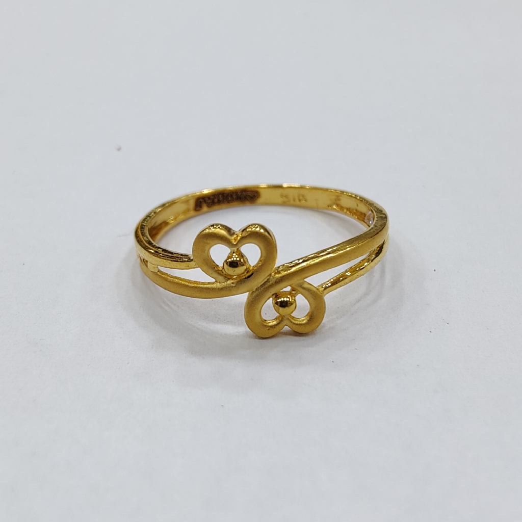 916 gold fancy double heart plain ladies ring