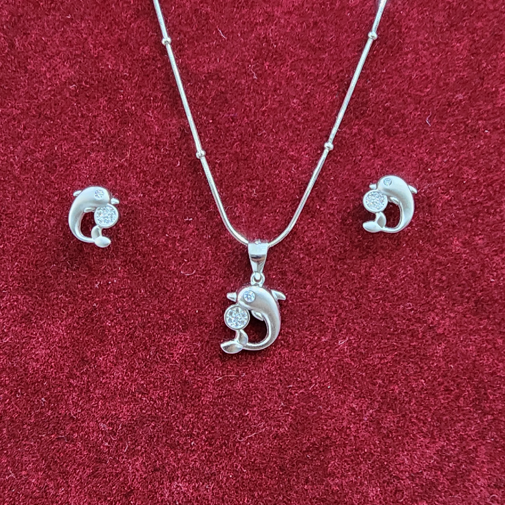 925 silver fish shape pendant set