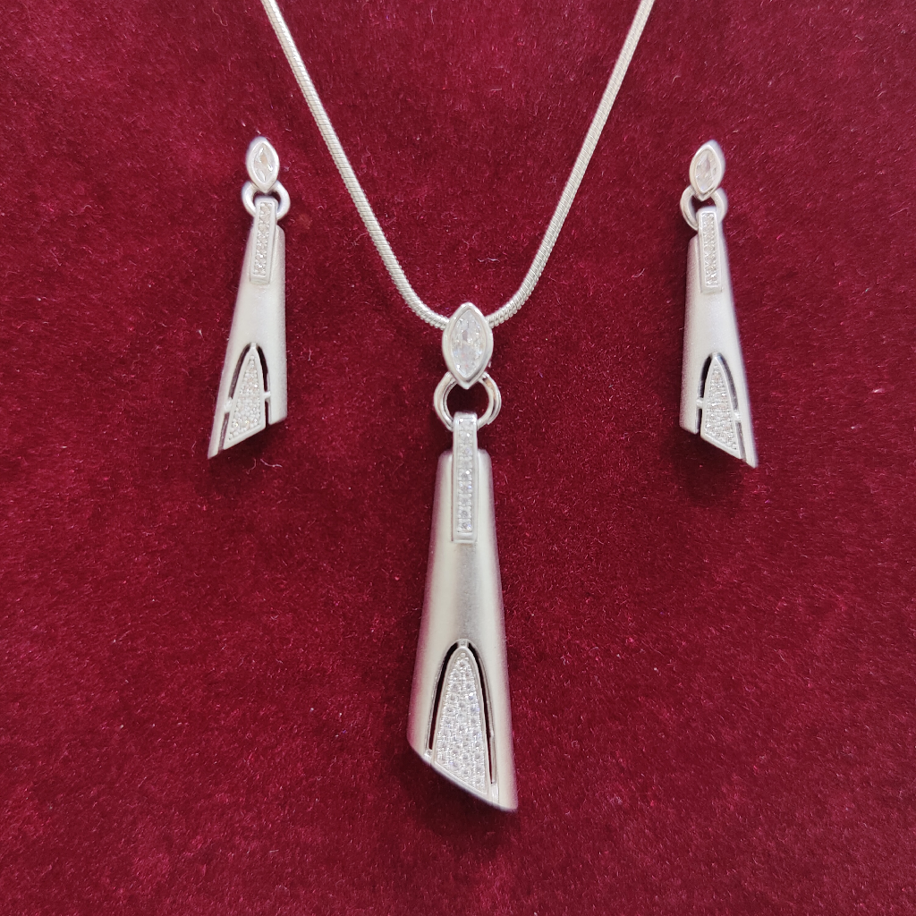 925 silver matte finish chain pendant set