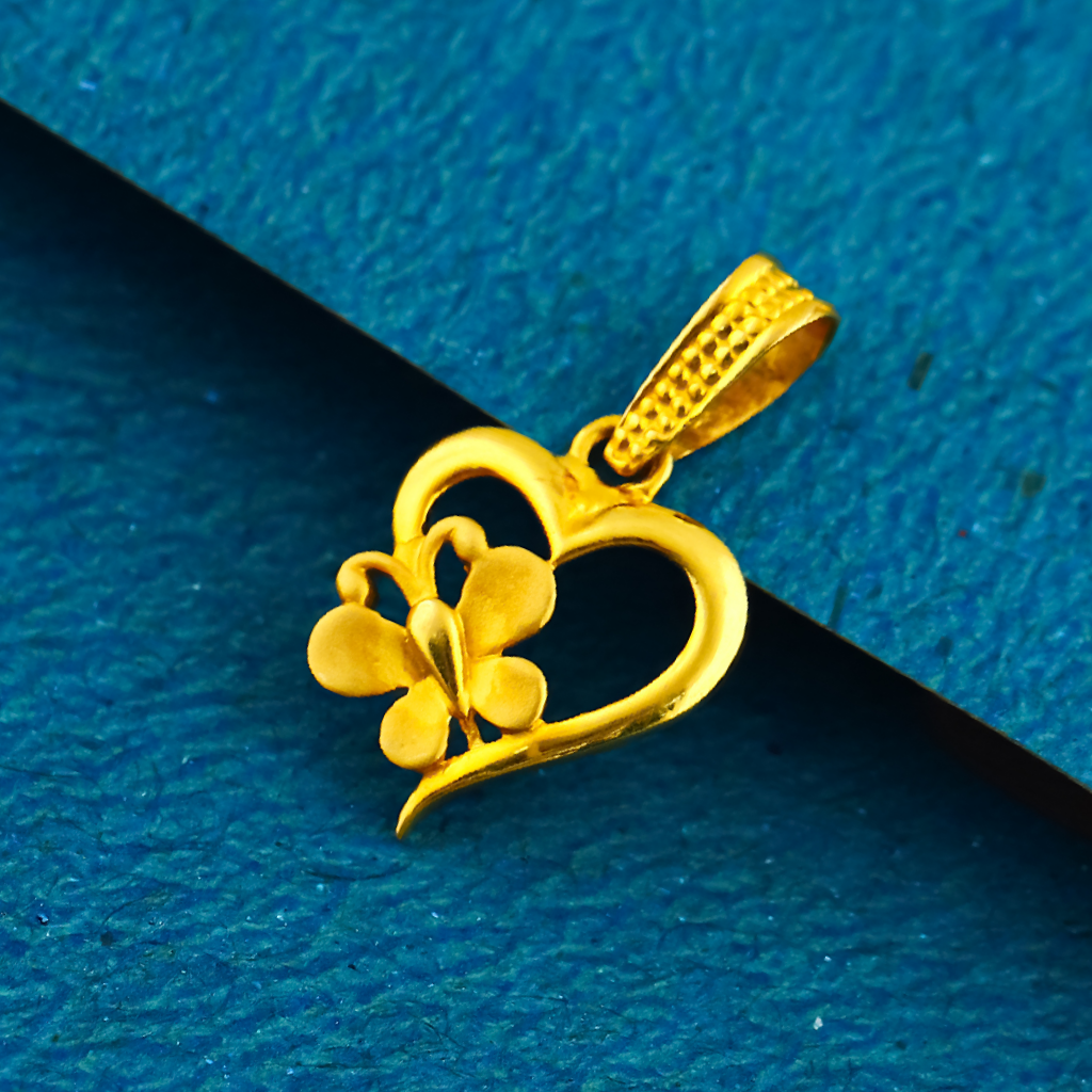 22K 916 gold heart shape butterfly design pendants